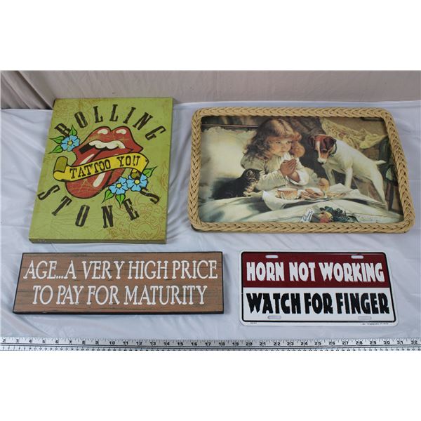 Rolling Stones Wall Art, License Plate, Melamine Serving Tray