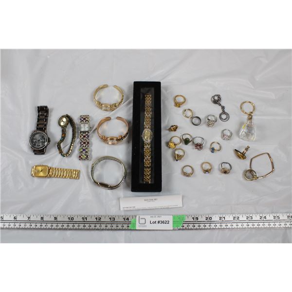 Jewellery Lot - Rings + Watches (Bulova, Elizabeth Taylor)