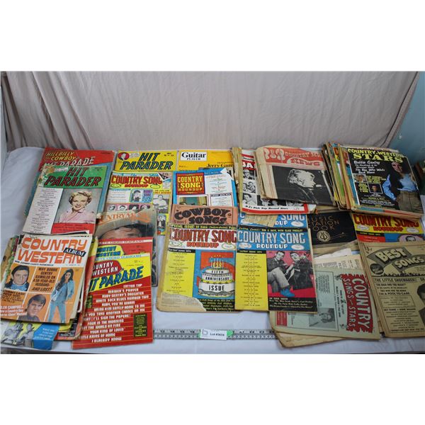 Box of Vintage Country Song, Hit Parader, and other western related magazines