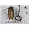 Image 3 : Antique Wooden Well Pulley + Steel Ice Tongs