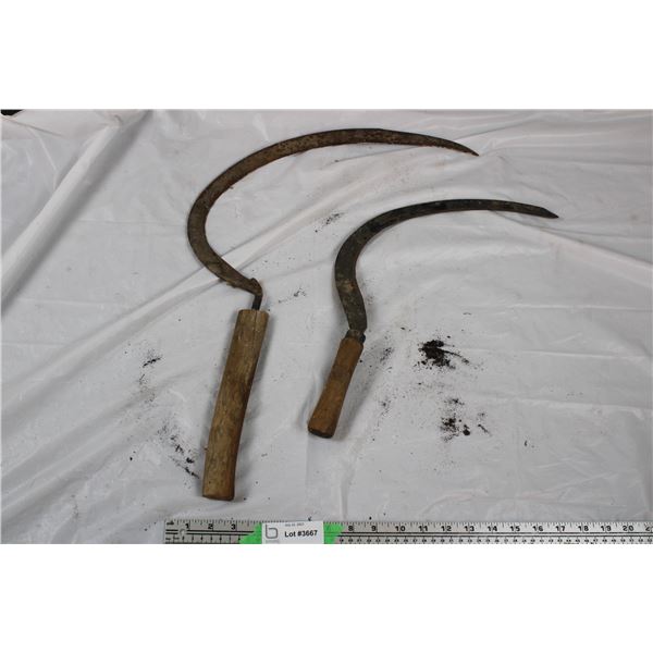 2 Vintage Hand Scythes