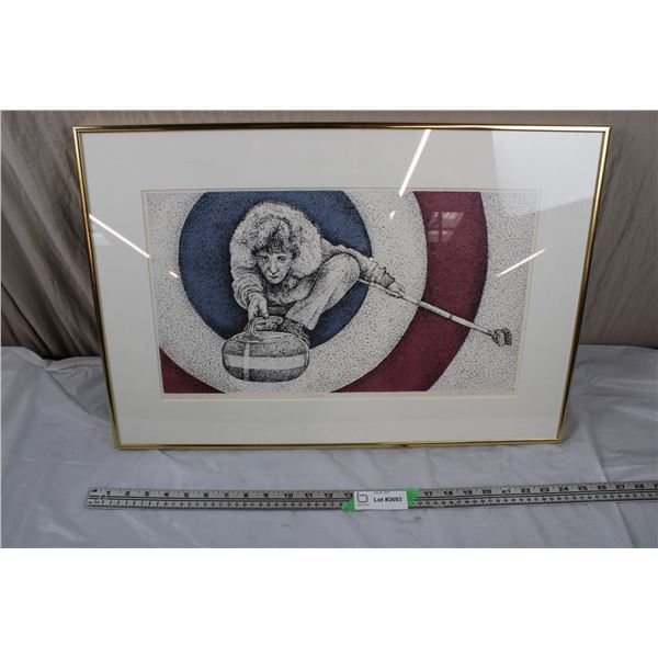 Wilf Perreault Curling Print #'d/100 - 24 x16.5 