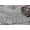 Image 2 : 12cup etched glass set with unique candy bowl, metal serving tray + miscellaneous glassware