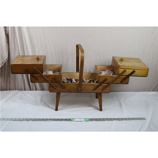 Sewing Machine Basket Drawer - filled with contents, buttons, etc