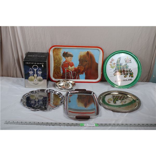 Silver Plated Serving Trays, Newfoundland, Child with Pony dinner tray