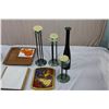 Image 3 : Wooden Candy Bowl, Serving plates, 3 Milano Candle Holders, Slim Vase (Stone or Ceramic)