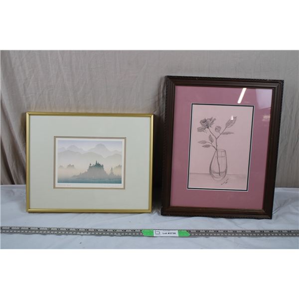 2 framed pictures - hand signed