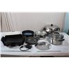 Electric Frying Pan, Baking Pans, Large Stainless Steel Pot + Pot Strainer