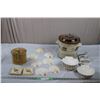 Stone CrockPot, Seashell Coasters, (real seashell) serving trays + stone serving trays