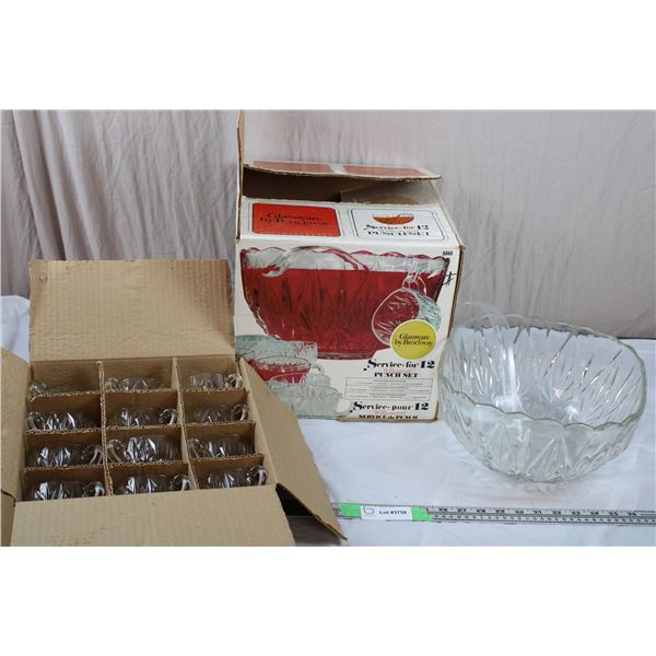 Brockway Punch Bowl + Glass Set
