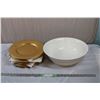 Image 1 : Pier1 Gold Plates "decorative use only" (13" round) - 15" Ceramic Bowl