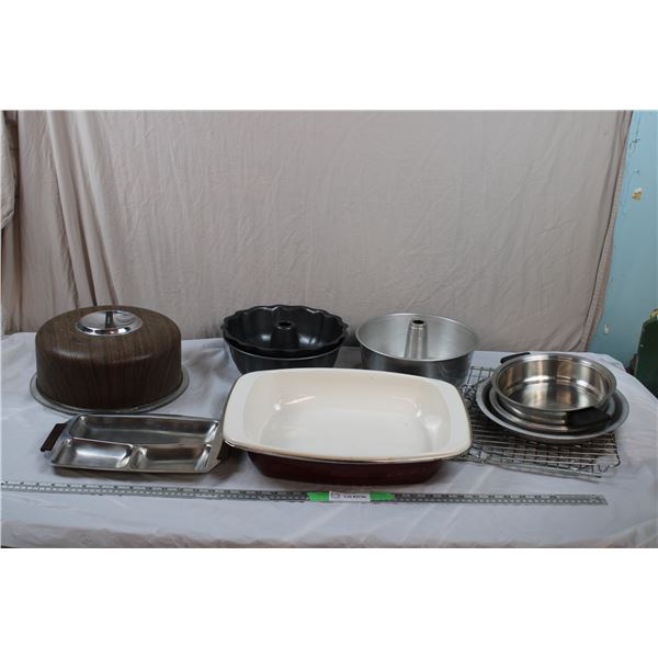 Glass CakePlate+ Cover - baking pans, Stone baking roaster half