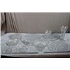 Clear + Etched Glass Serving Trays, Bowls, Vases