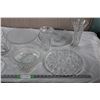 Image 3 : Clear + Etched Glass Serving Trays, Bowls, Vases