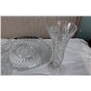Image 4 : Clear + Etched Glass Serving Trays, Bowls, Vases