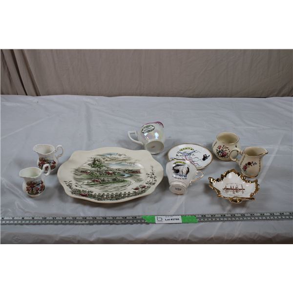 North West Territory Polar Bear/Wolf Teacup + Saucer + Newfoundland Creamers,  long road home  tray