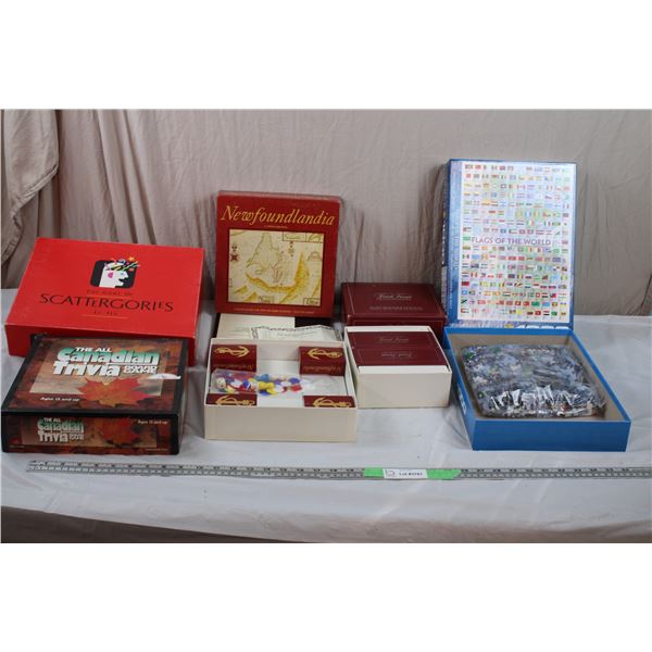 1000 piece Flags of the World Puzzle (new) - Newfoundlandia, Scategories, Trivia Pursuit, Canadian