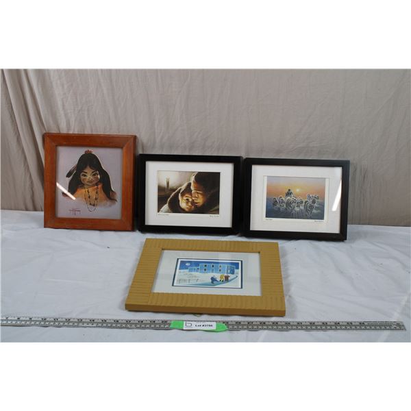 Inuit prints in frame - "Dog Team"