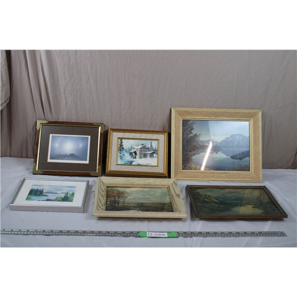 Various scenic prints + painting