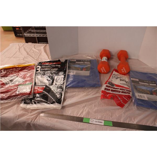 Vacuum Filter Bags and Small Tarps 2 8lb Weights