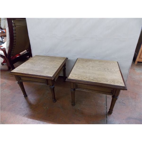 Pair of Matching Square End Tables - 21x21x16" (heavy solid wood)