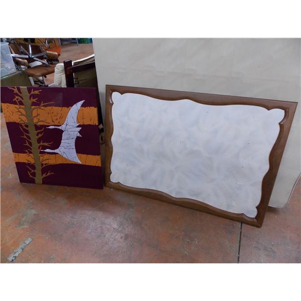 Large Framed Corkboard (33x49)+ Cloth Stitched picture (31x33)