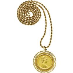 Gold Coin, Gold Pendant-Necklace