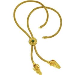 Emerald, Ruby, 22k Gold Necklace, Lalaounis