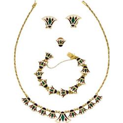 Polychrome Enamel, Gold Jewelry Suite