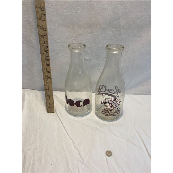 Milk bottles one has slight chip