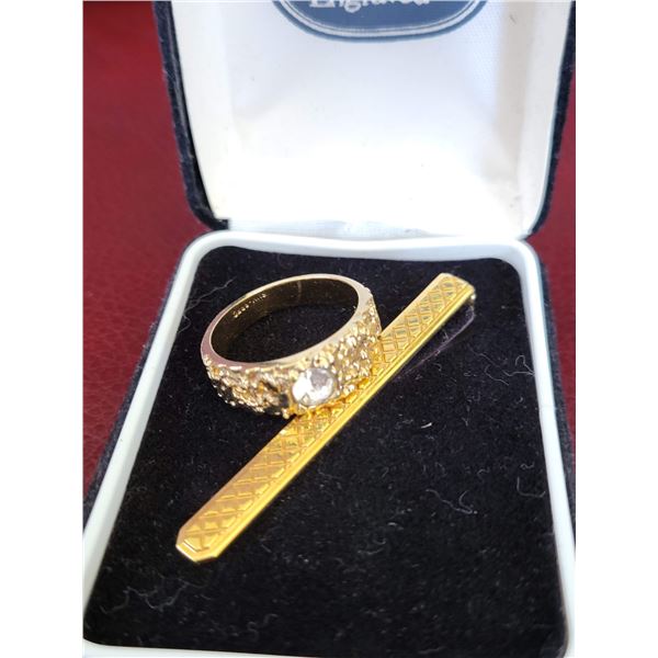 tie pin ring lot goldtone