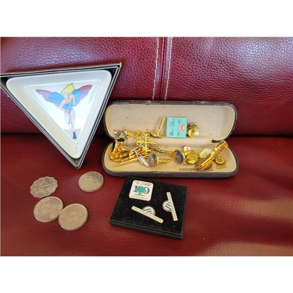 lot cufflinks coins etc