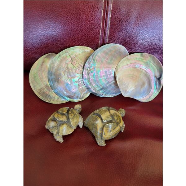abalone carved turtle lot