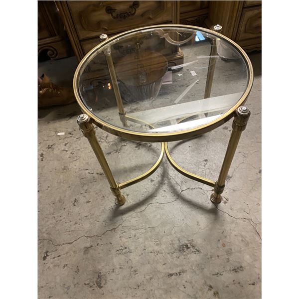 Brass and glass side table