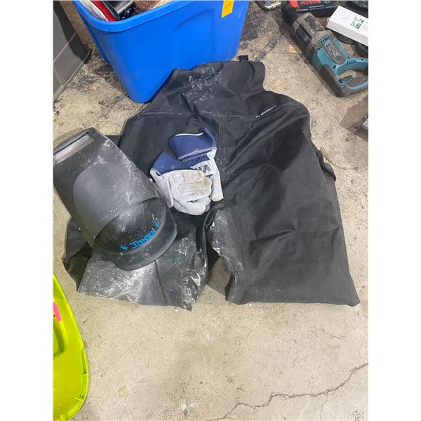 Oil resistant ants, welding mask abs gloves