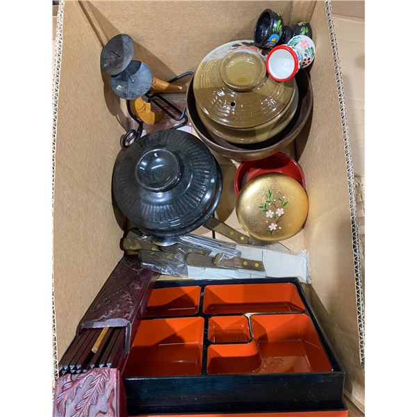 Lot pottery and chopsticks etc