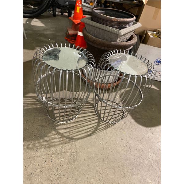 Pair of mirrored tables