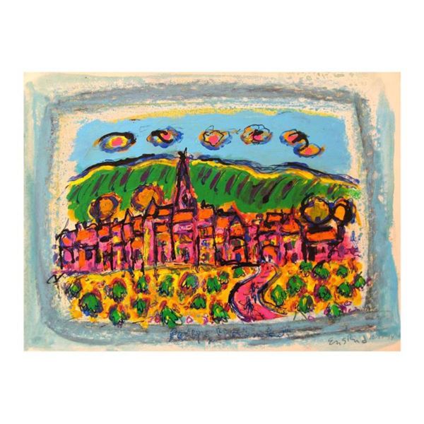 Wayne Ensrud "Puligny-Montrachet, Burgundy" Mixed Media Original Artwork; Hand Signed; COA