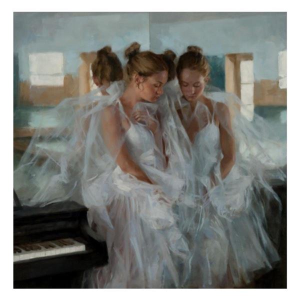 Vicente Romero, "A Pause in the Dance Studio" Hand Signed Limited Edition Giclee on Canvas with Cert