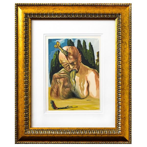 Salvador Dali- Original Color Woodcut on B.F.K. Rives Paper "Inferno 27"