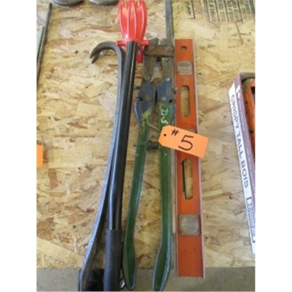 SHINGLE NAIL PULLER, GOOSENECK, BOLT CUTTER & LEVEL