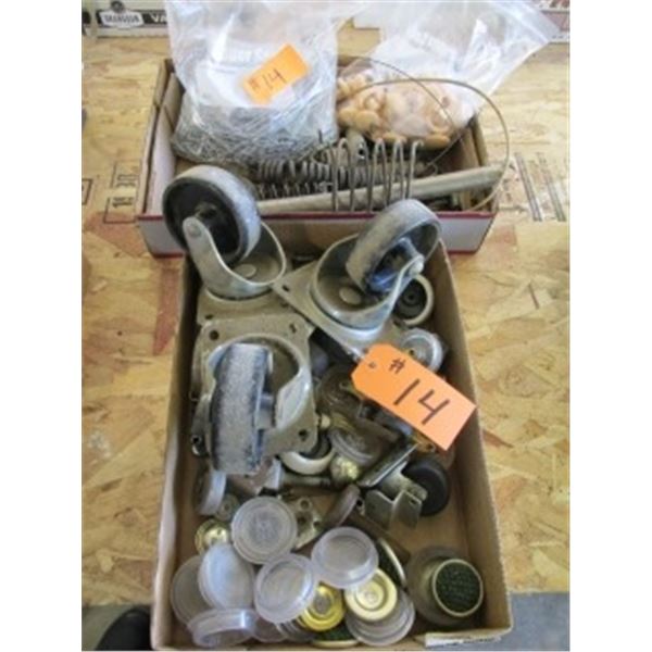 CASTERS, SPRINGS, CUPBOARD DOOR KNOBS