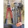 Image 1 : 2 - 24” PIPE WRENCHES, 10” PIPE WRENCH, 15” CRESCENT WRENCH, #18 BOLT CUTTER