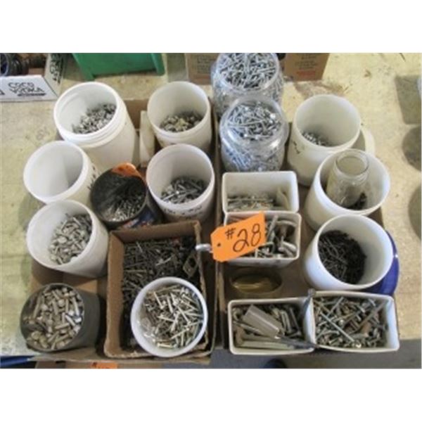 CANS OF SCREW BOLTS, WEATHER SCREWS, LAG SCREWS, METAL SCREWS