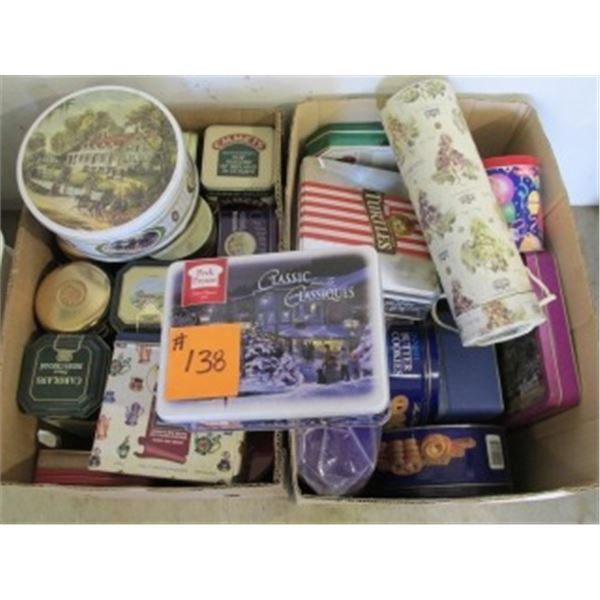 ASSORTMENT OF COOKIE & HOT CHOCOLATE, LIQUOR BOTTLE TINS