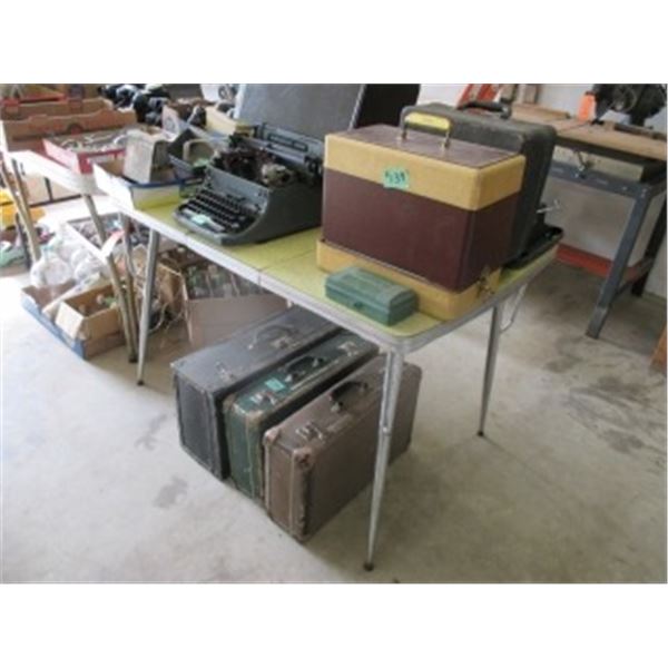 YELLOW ARBORITE CHROME TABLE WITH EXTENSION BOARD