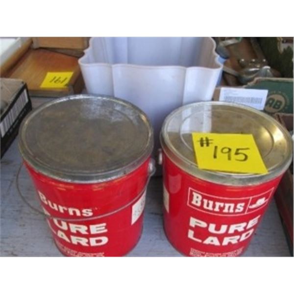 VINTAGE LARD PAILS, WASTEBASKET