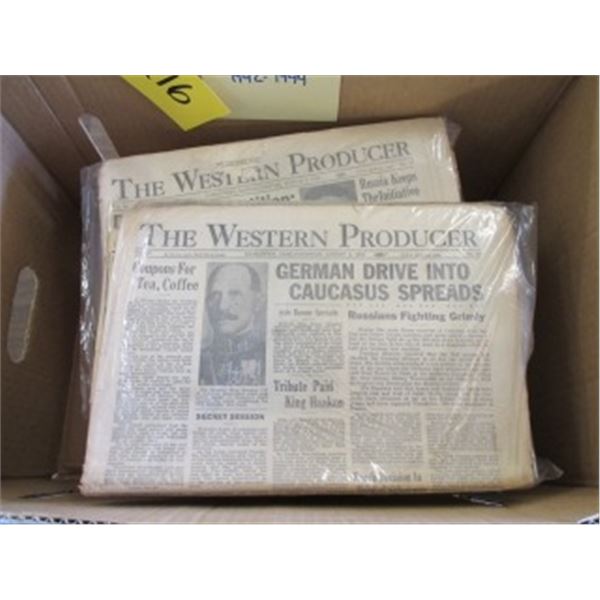 1942-44 WESTERN PRODUCER NEWSPAPERS, WRITE UP ABOUT WWII