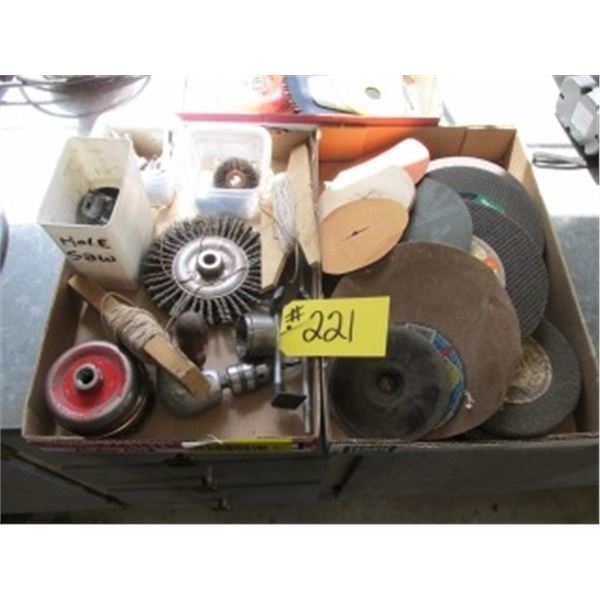 ASSORTMENT OF WIRE BRUSHES & ABRASIVE DISKS FOR DRILLS, GRINDING DISKS FOR ANGLE GRINDER, WEED TRIMM