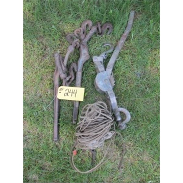 CHAIN BOOMERS, WIRE WINCH, ROPE BLOCK & TACKLE